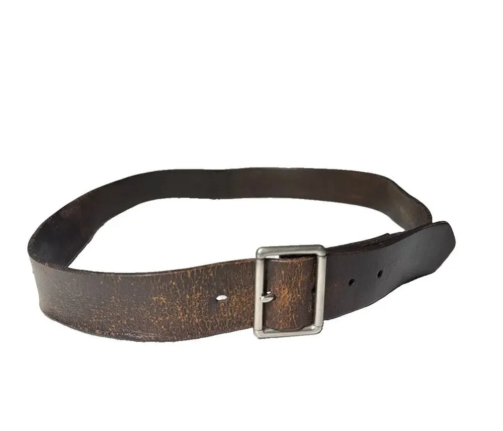 Wallace & Barnes Handcrafted Italian Leather Belt Brown Worn Distressed Sz 40
